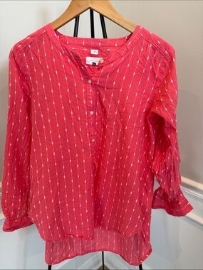 LOFT Coral-Pink Button Front Tunic